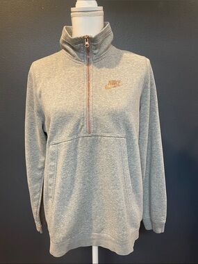 Nike Gray Quarter-Zip Pullover with Metallic Gold Logo